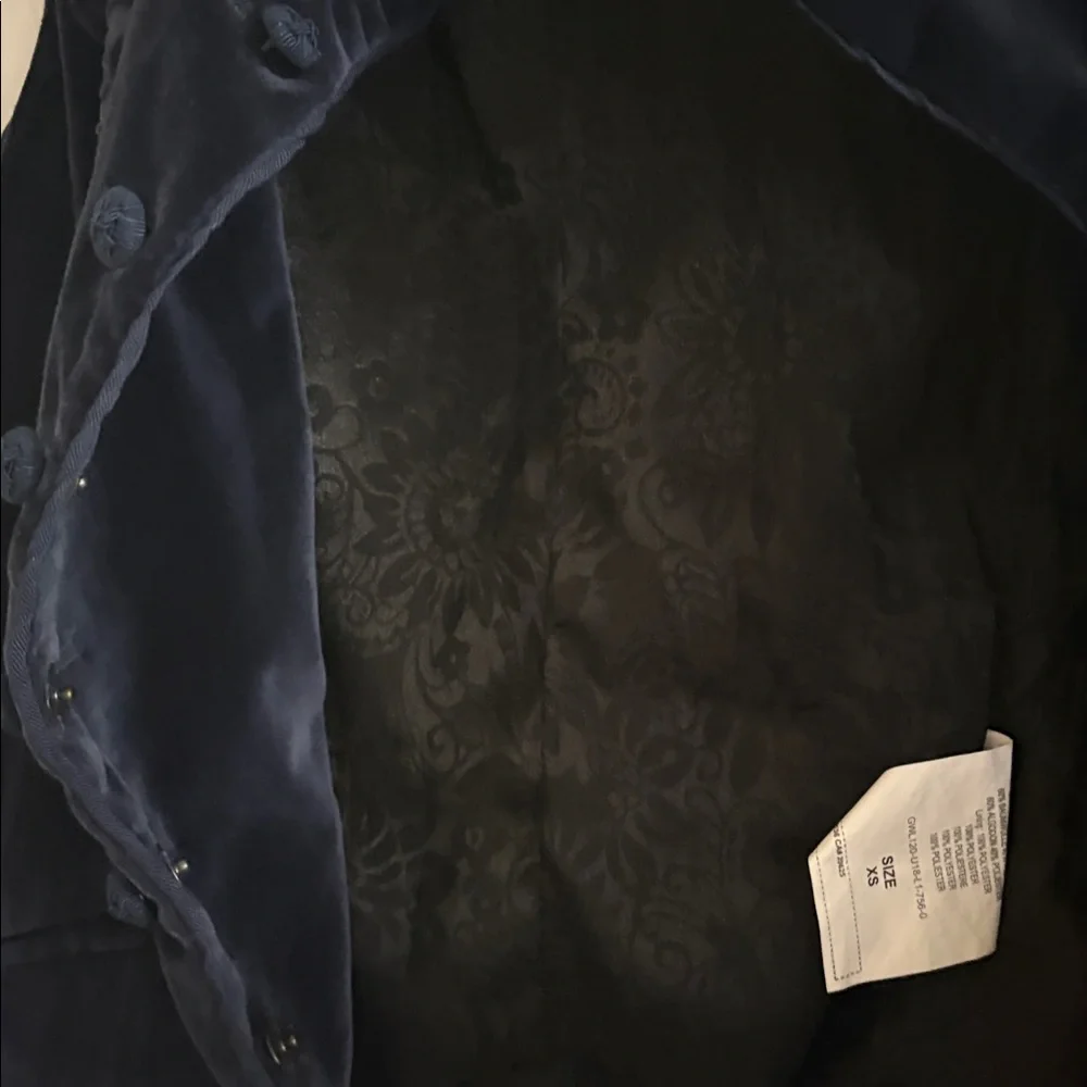 Vtg. Guess Navy Blue Velvet Romantic Renaissance Bridgerton Style Vest